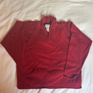 Vintage L.L. Bean Women's Red Quarter Zip Sweater